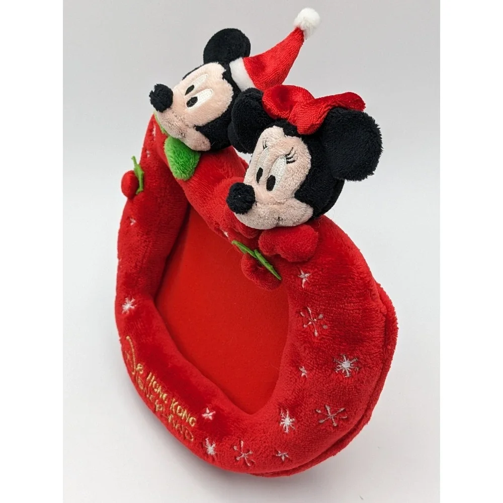 Disneyland Hong Kong Christmas Plush Picture Frame‎ Mickey Minnie Snowflakes 8
